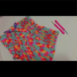 Crochet lace up shorts
